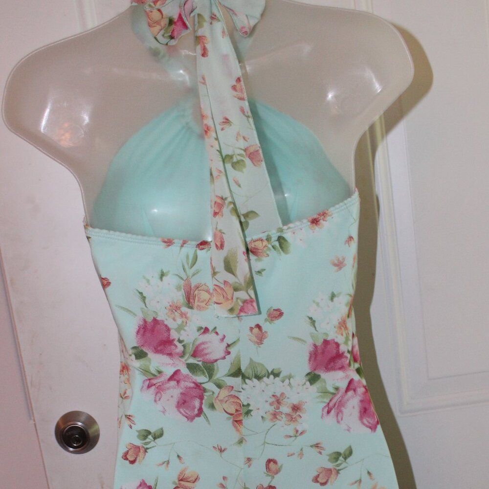 B Moss, Size 4, Dress Turquoise Y2K Fairycore Whimsical Vintage Halter Neckline - Picture 9 of 10